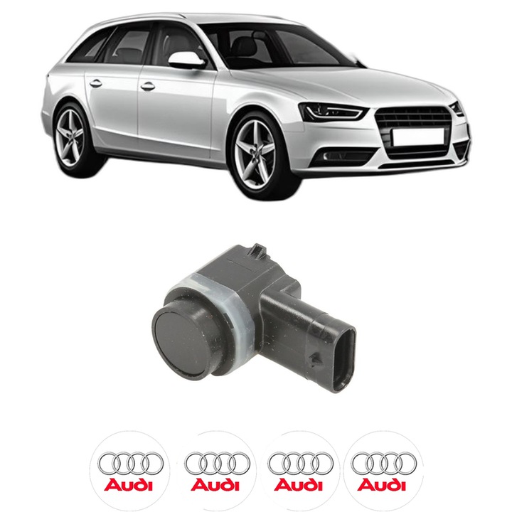 Senzor parcare AUDI A4 B8 Avant (8K5) din 2007-2015, pentru bara Fata, 4 Stickere auto AUDI