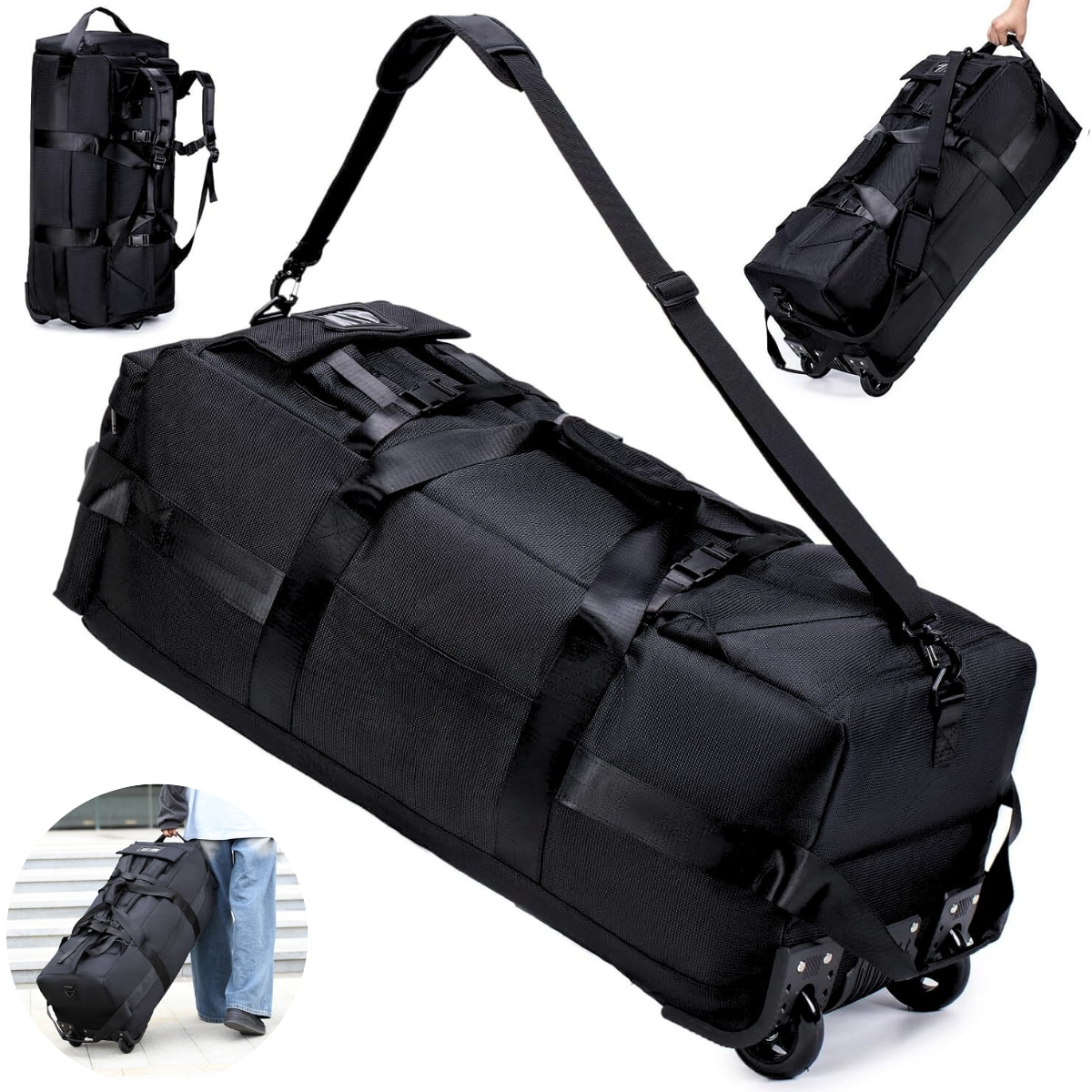 Geanta tip Troler 3 in 1 cu roti – 85L, Impermeabila & Rezistenta