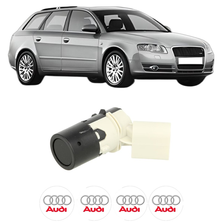 Senzor parcare AUDI A4 B7 Avant (8ED) din 2004-2008, pentru bara Fata Spate, 4 Stickere auto AUDI