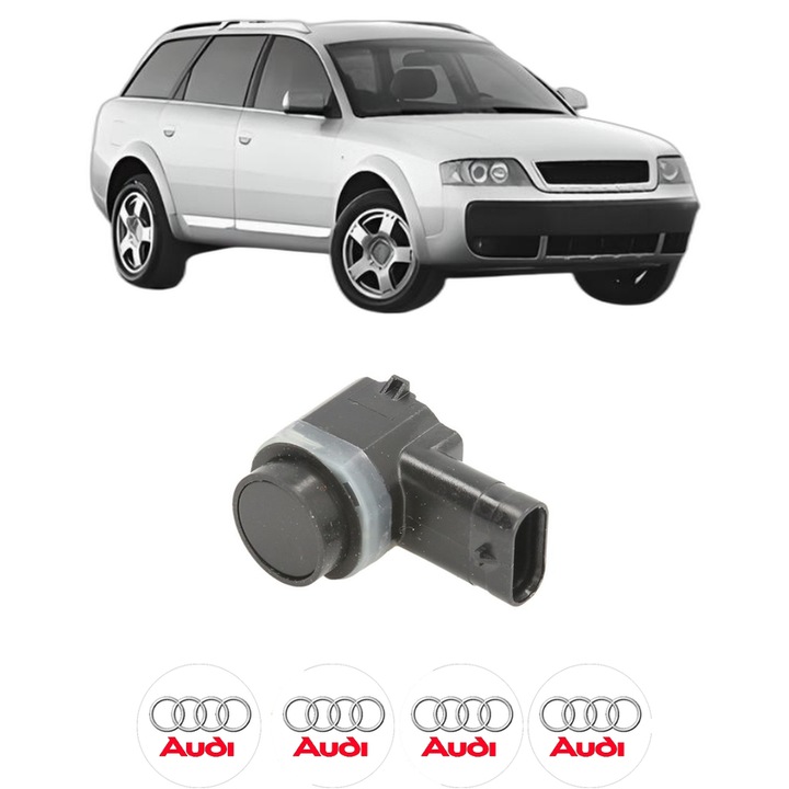 Senzor parcare AUDI ALLROAD C5 (4BH) din 2000-2005, pentru bara Fata, 4 Stickere auto AUDI