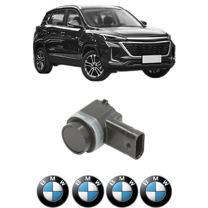 Senzor parcare BMW SERIA X3 din 2004-2021, pentru bara Fata, 4 Stickere auto BMW SERIA