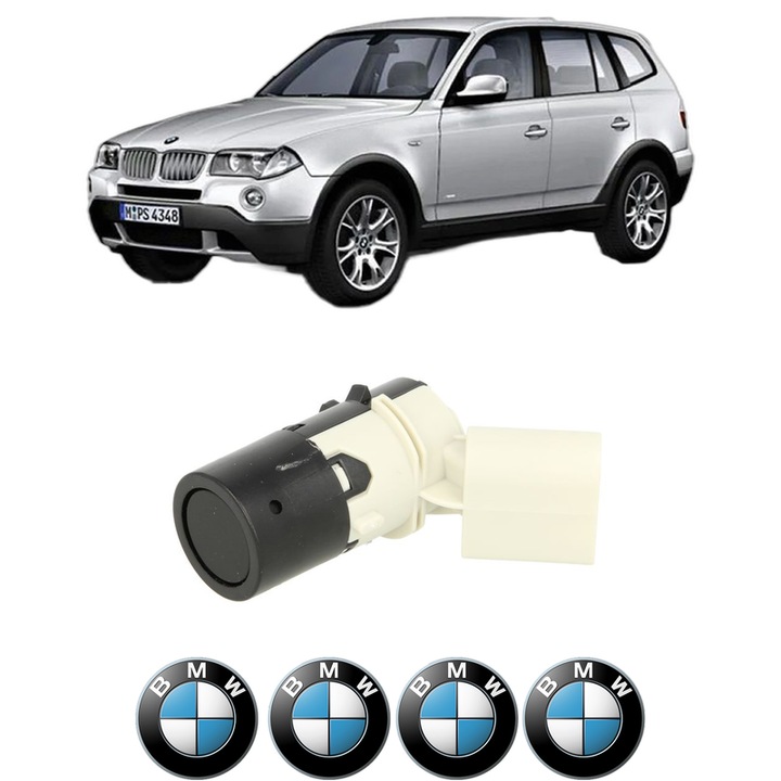 Senzor parcare BMW SERIA X3 (E83) din 2003-2011, pentru bara Fata Spate, 4 Stickere auto BMW SERIA