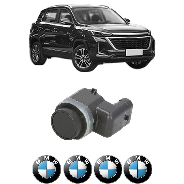 Senzor parcare BMW SERIA X3 din 2004-2021, pentru bara Fata, 4 Stickere auto BMW SERIA