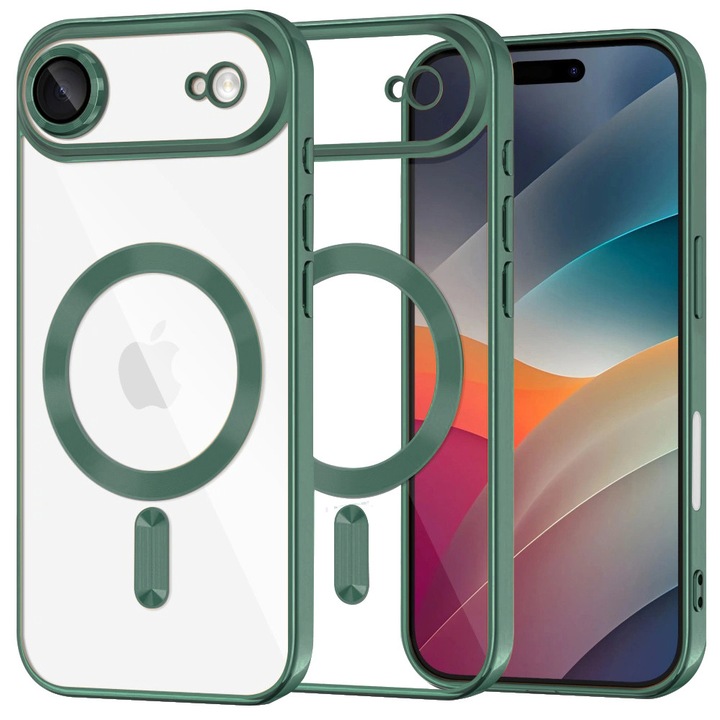 Husă telefon, Stef's Cat, pentru iPhone 17 Air, MagSafe, TPU, Verde Închis