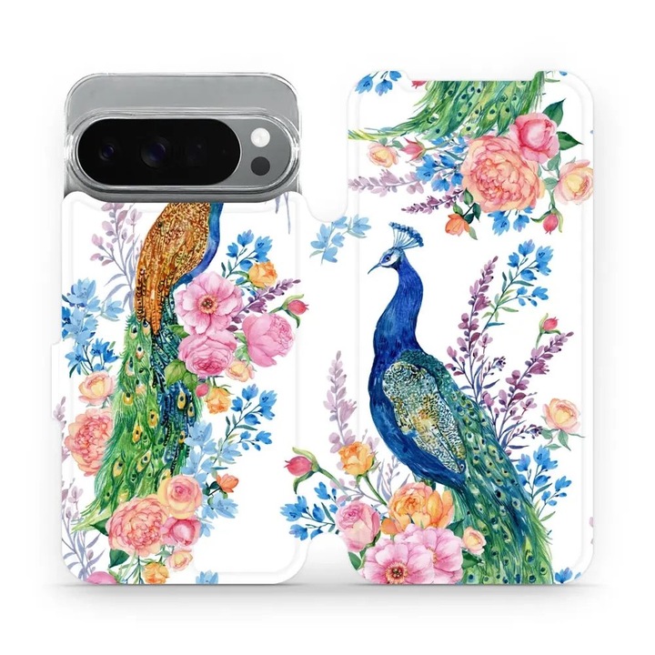 Husa flip Mobiwear pentru Google Pixel 10 Pro XL, rezistenta la socuri si zgarieturi, alba, eleganta