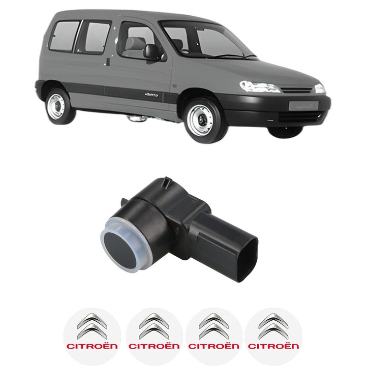 Senzor parcare CITROEN BERLINGO / BERLINGO FIRST MPV (MF_, GJK_, GFK_) din 1996-2011, pentru bara Fata Spate, 4 Stickere auto CITROEN