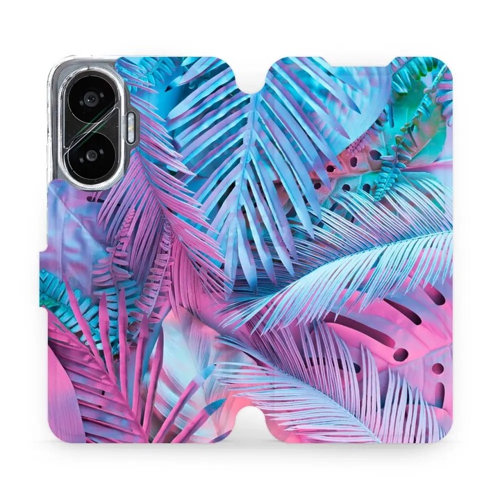 Husa flip Mobiwear pentru Xiaomi Poco F7, design flori, rezistent la socuri si zgarieturi, multicolor