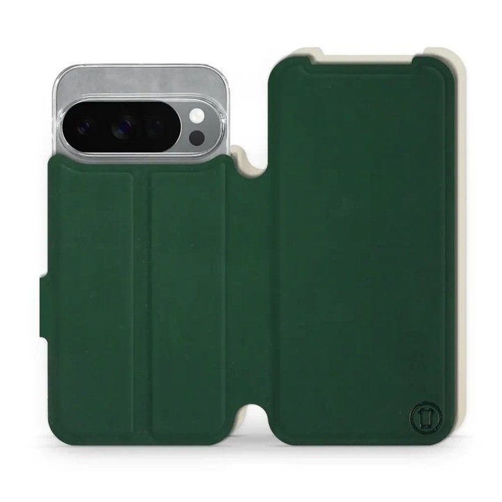 Husa flip Mobiwear pentru Google Pixel 10 Pro, verde, design elegant, rezistent la socuri, set inclus