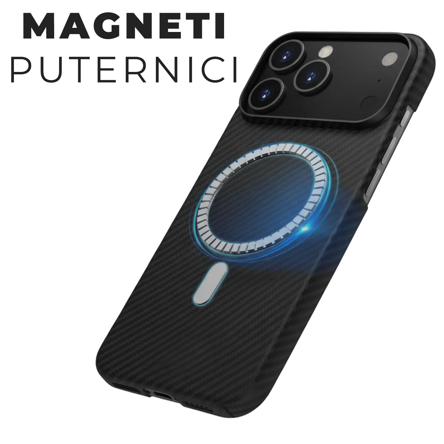 Husa din fibra de aramida/Kevlar pentru iPhone 17 Pro Max Daden®, MagSafe Integrat, Protectie Antisoc, Camera Ultra Safe, Negru