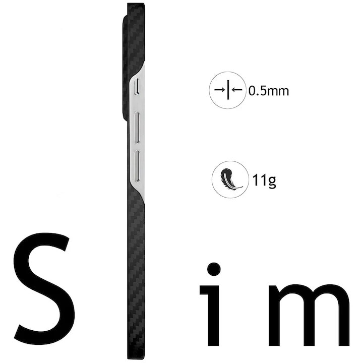 Husa din fibra de aramida/Kevlar pentru iPhone 17 Pro Max Daden®, MagSafe Integrat, Protectie Antisoc, Camera Ultra Safe, Negru