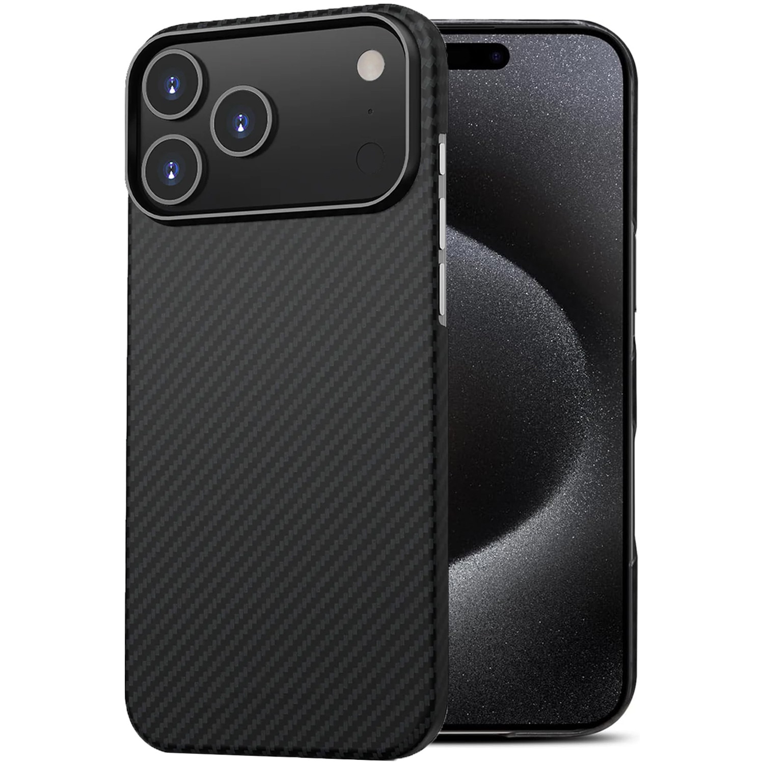 Husa din fibra de aramida/Kevlar pentru iPhone 17 Pro Max Daden®, MagSafe Integrat, Protectie Antisoc, Camera Ultra Safe, Negru