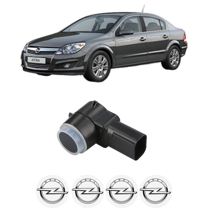 Senzor parcare OPEL ASTRA H Saloon (A04) din 2007-2014, pentru bara Fata Spate, 4 Stickere auto OPEL