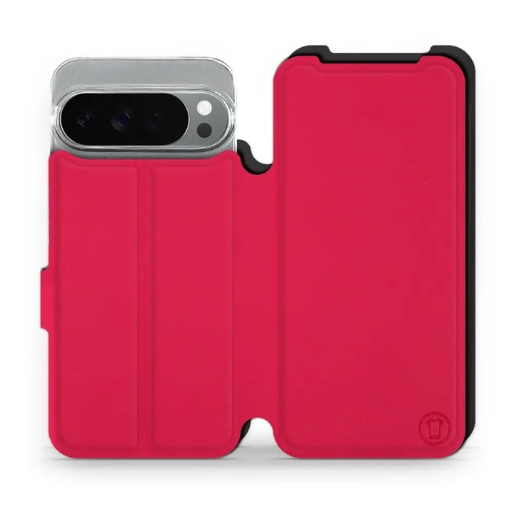 Husa flip Mobiwear pentru Google Pixel 10 Pro XL, rosie, material Semis, design elegant, cu suport integrat