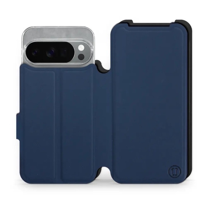 Husa flip Mobiwear pentru Google Pixel 10 Pro, albastru, rezistenta la socuri si zgarieturi, cu suport integrat