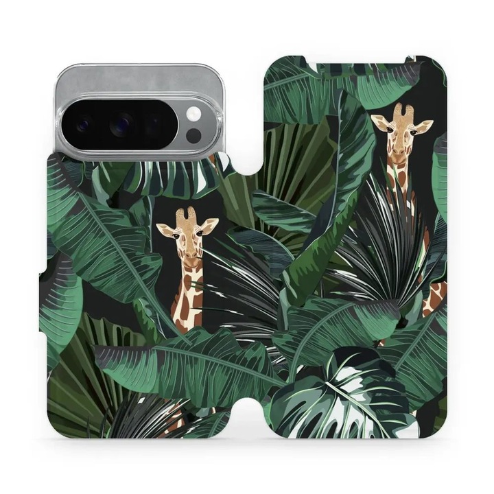 Husa flip Mobiwear pentru Google Pixel 10 Pro, design cu animale, rezistenta la socuri si zgarieturi, multicolor