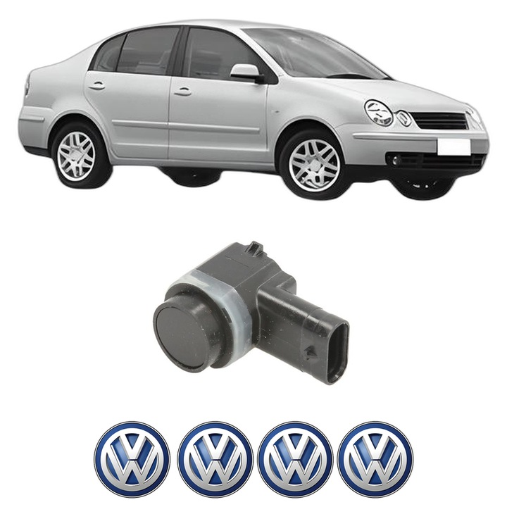 Senzor parcare Volkswagen POLO IV Saloon (9A4, 9A2, 9N2, 9A6) din 2002-2012, pentru bara Fata, 4 Stickere auto Volkswagen