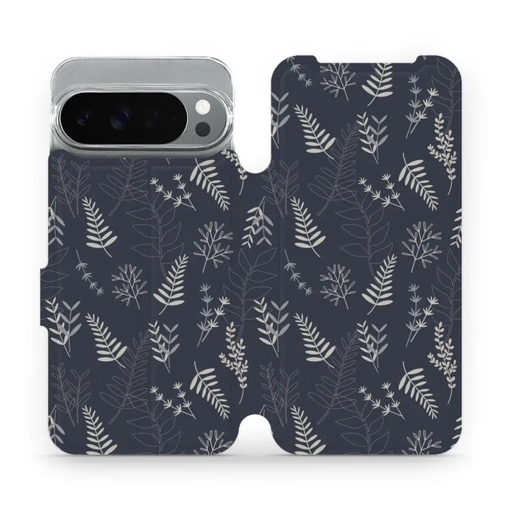 Husa flip Mobiwear pentru Google Pixel 10 Pro XL, design elegant cu flori, rezistenta la socuri si zgarieturi, multicolor