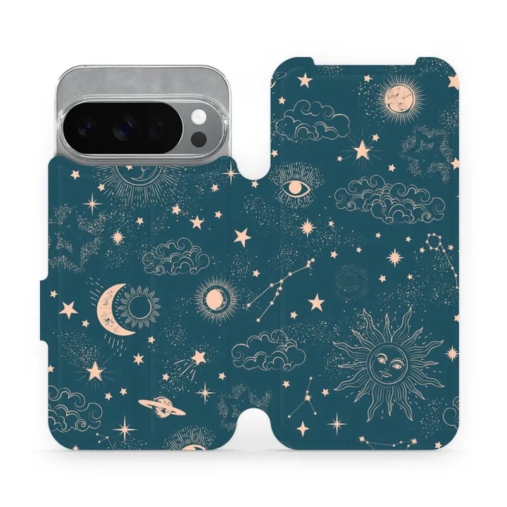 Husa flip Mobiwear pentru Google Pixel 10 Pro, design multicolor, rezistent la socuri si zgarieturi