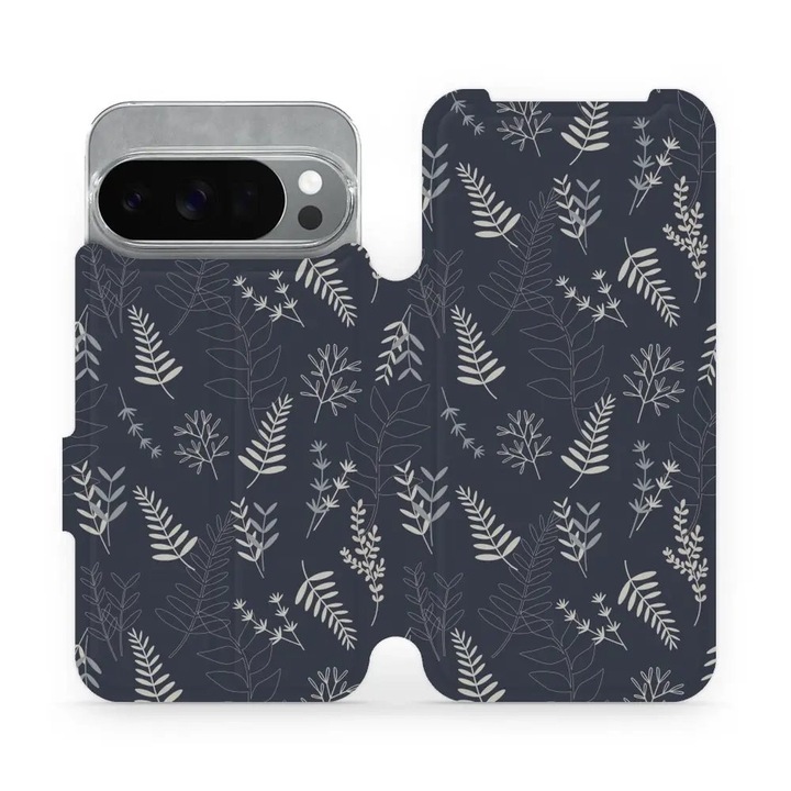 Husa flip Mobiwear pentru Google Pixel 10 Pro, design elegant cu flori, rezistenta la socuri si zgarieturi, multicolor