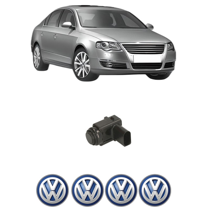 Senzor parcare Volkswagen PASSAT B6 (3C2) din 2005-2010, pentru bara Fata Spate, 4 Stickere auto Volkswagen