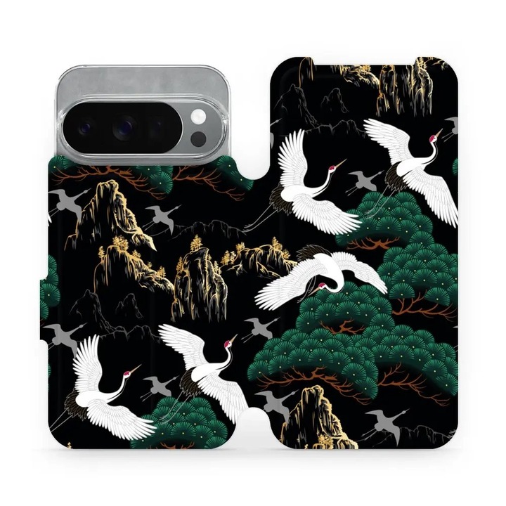 Husa flip Mobiwear pentru Google Pixel 10 Pro, rezistenta la socuri si zgarieturi, neagra, eleganta