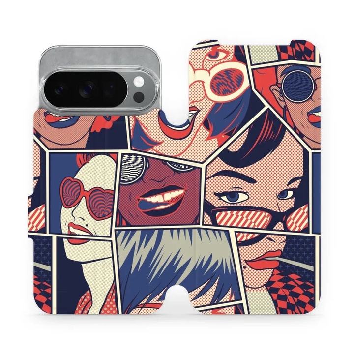 Husa flip Mobiwear pentru Google Pixel 10 Pro, multicolor, rezistenta la socuri si zgarieturi