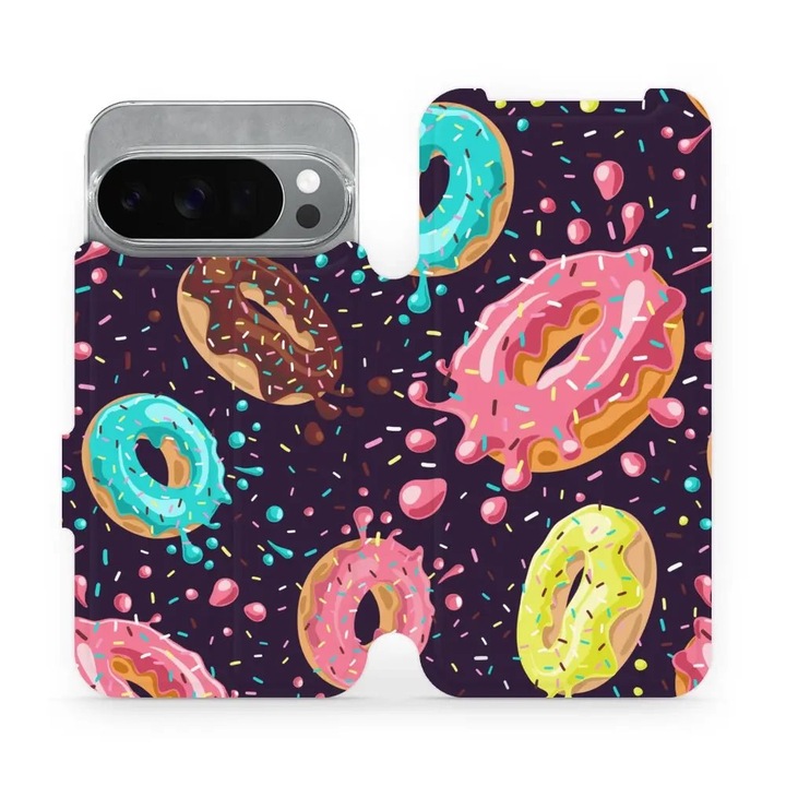 Husa flip Mobiwear pentru Google Pixel 10 Pro, multicolor, rezistenta la socuri si zgarieturi