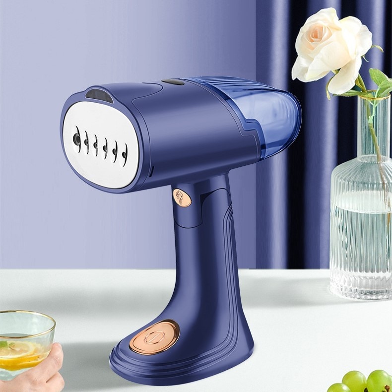 Aparat de Calcat Vertical Portabil cu Abur, Leski, Putere 1500W, Rezervor Detasabil de 138ml, Priza, Functie Anti Calcar si Auto Curatare, Pliabil, cu Perie, 20x10.5x8 cm, Albastru