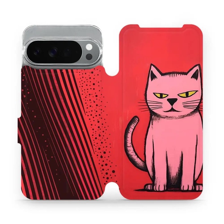 Husa flip Mobiwear pentru Google Pixel 10 Pro XL, design elegant, rezistent la socuri si zgarieturi, rosie