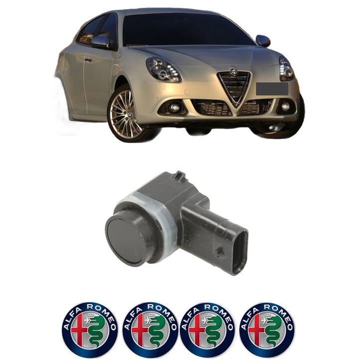 Senzor parcare ALFA-ROMEO GIULIETTA Hatchback Van (940_) din 2011-2020, pentru bara Fata, 4 Stickere auto ALFA-ROMEO