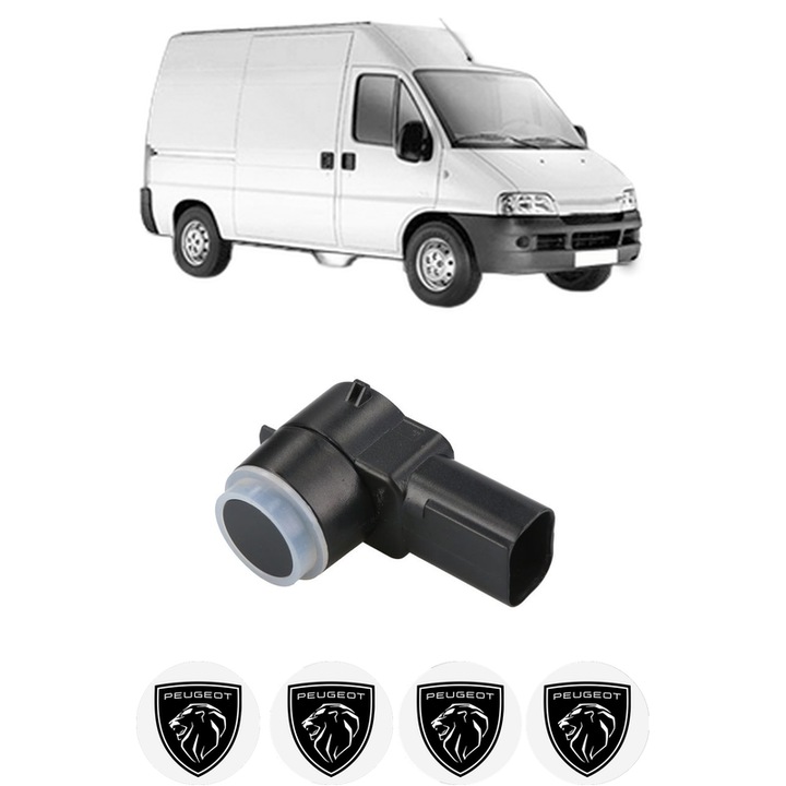 Senzor parcare PEUGEOT BOXER Van (244) din 2001-2009, pentru bara Fata Spate, 4 Stickere auto PEUGEOT