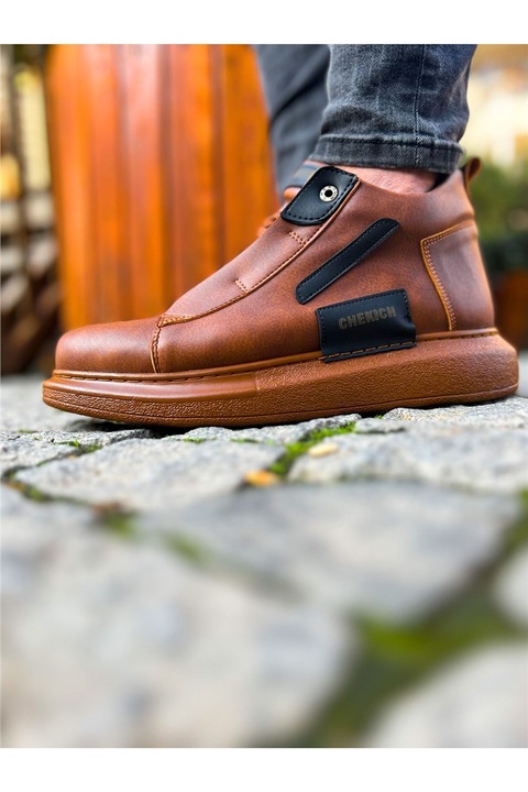 Férfi csizmák, Ökológiai bőr, Chekich, 366329, Sötétbarna