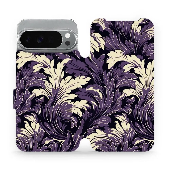 Husa flip Mobiwear pentru Google Pixel 10 Pro XL, design flori, rezistenta la socuri si zgarieturi, multicolor