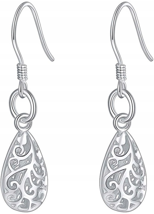 925-ös ezüst fülbevaló, hipoallergén, 3,5 cm x 1,3 cm