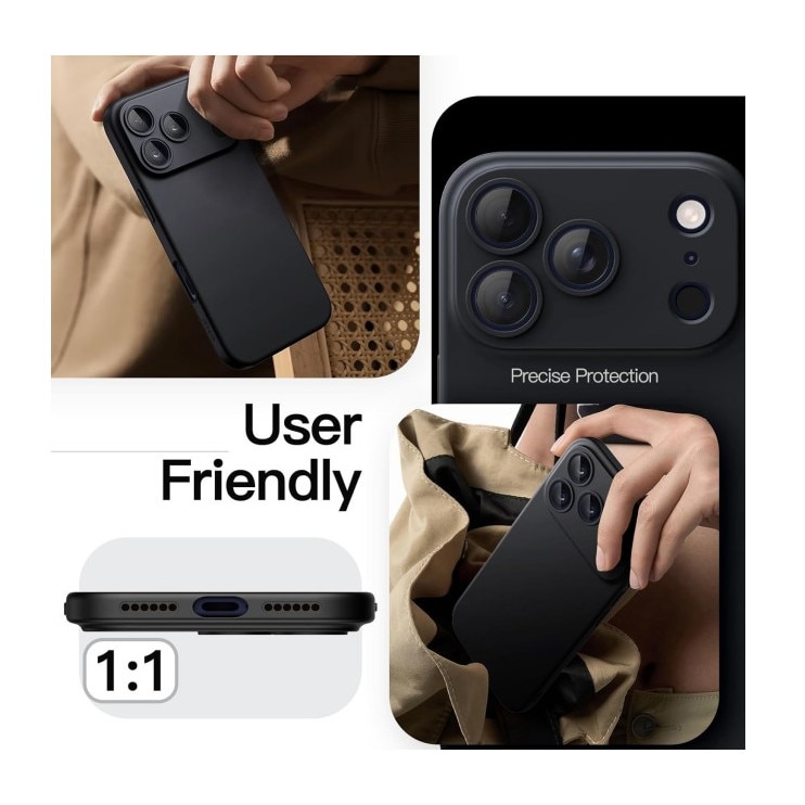Husa Upzz® Ultra Slim New Compatibila Cu iPhone 17 Pro Max, Silicon Soft Slim Anti Amprente, Protectie La Camera, Negru
