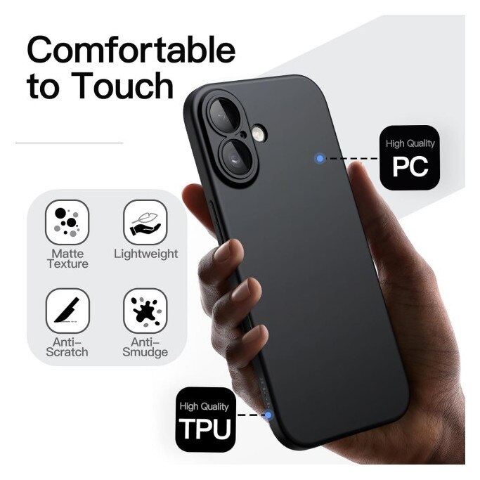 Husa Upzz® Ultra Slim New Compatibila Cu iPhone 17, Silicon Soft Slim Anti Amprente, Protectie La Camera, Negru