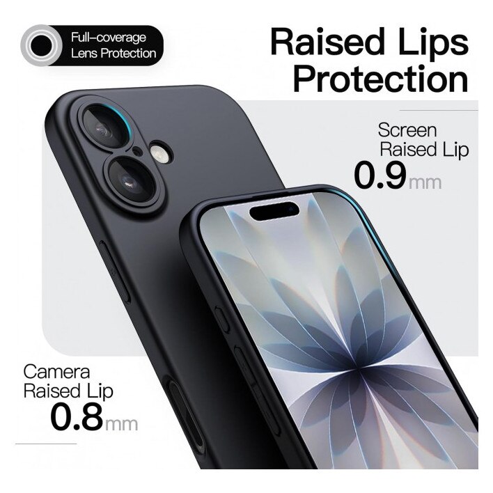 Husa Upzz® Ultra Slim New Compatibila Cu iPhone 17, Silicon Soft Slim Anti Amprente, Protectie La Camera, Negru