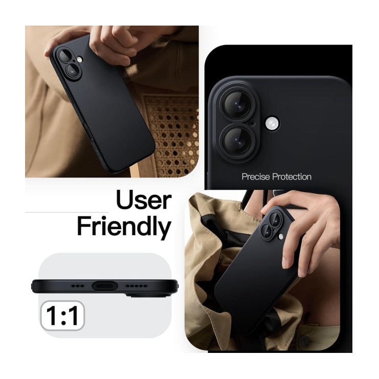 Husa Upzz® Ultra Slim New Compatibila Cu iPhone 17, Silicon Soft Slim Anti Amprente, Protectie La Camera, Negru
