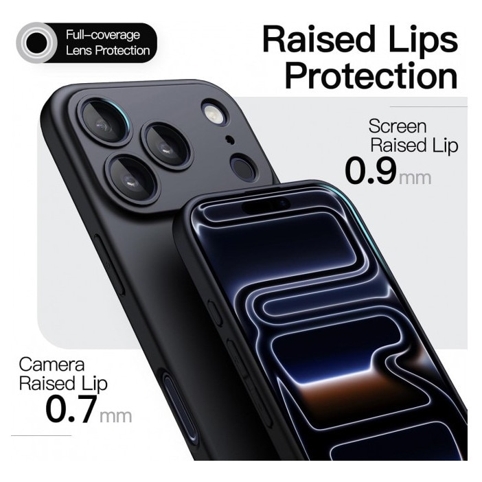Husa Upzz® Ultra Slim New Compatibila Cu iPhone 17 Pro, Silicon Soft Slim Anti Amprente, Protectie La Camera, Negru