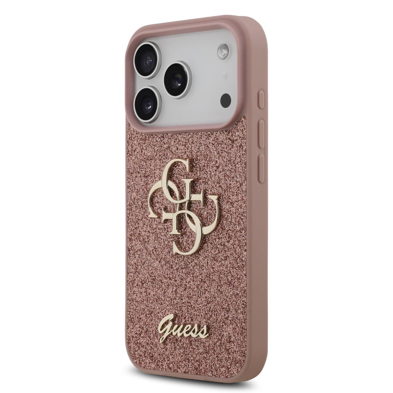 Husa pentru iPhone 17 Pro Max - Guess Fixed Glitter Big 4G (GUHCP17XHG4SGP) - Pink