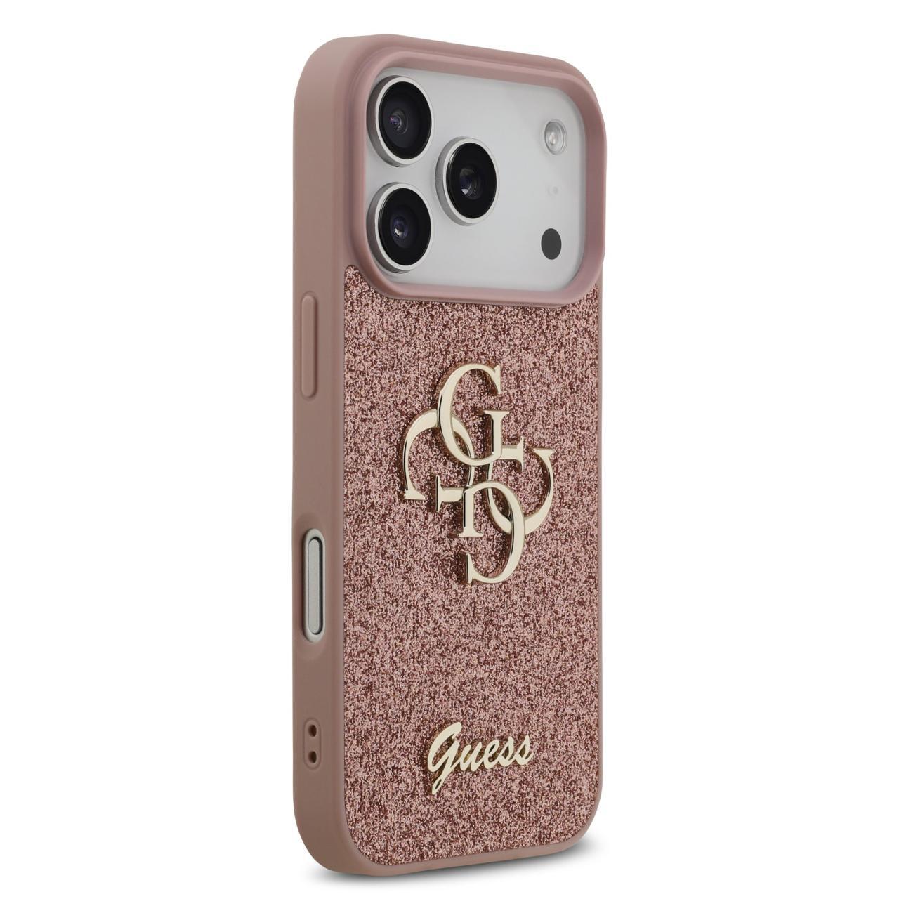 Husa pentru iPhone 17 Pro Max - Guess Fixed Glitter Big 4G (GUHCP17XHG4SGP) - Pink