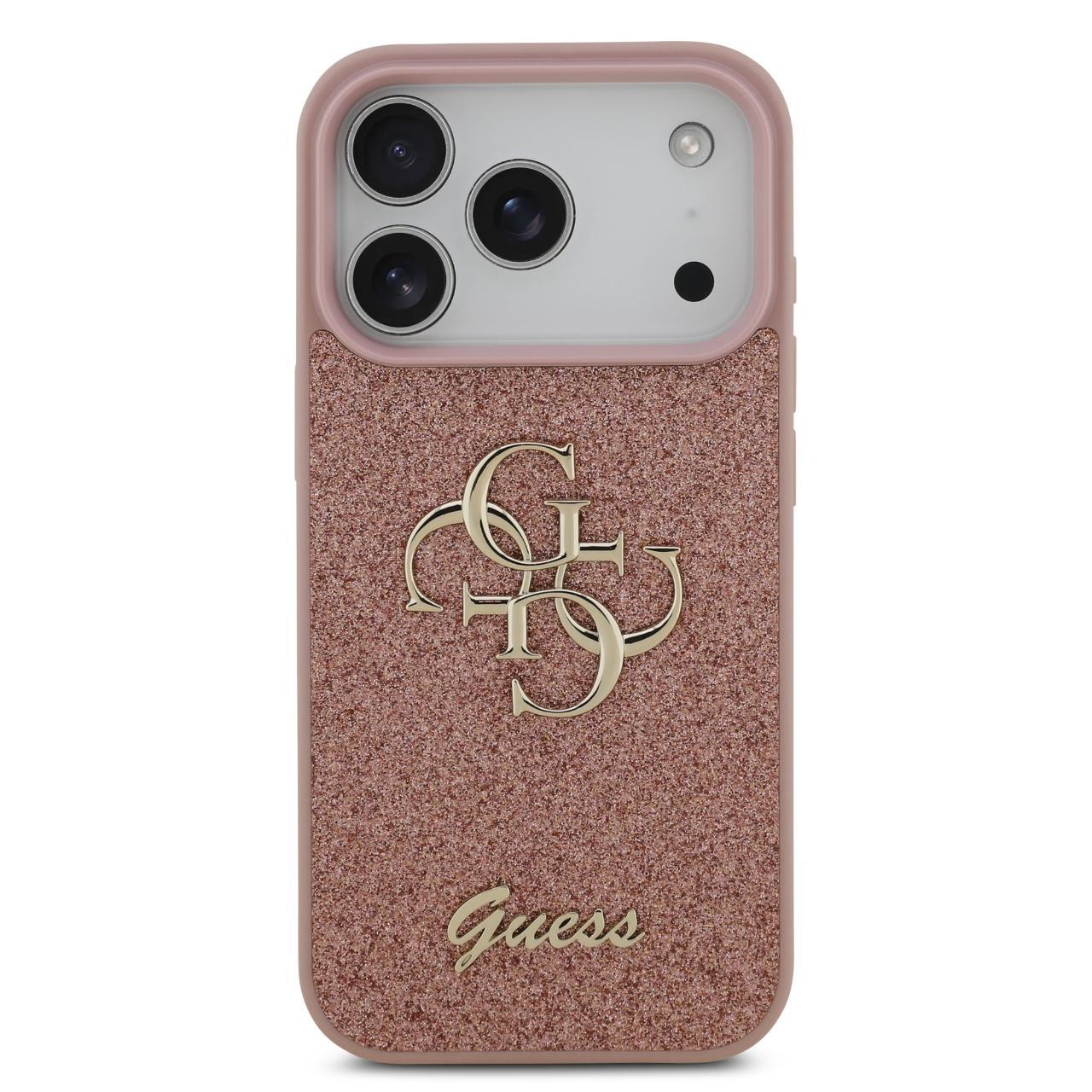 Husa pentru iPhone 17 Pro Max - Guess Fixed Glitter Big 4G (GUHCP17XHG4SGP) - Pink