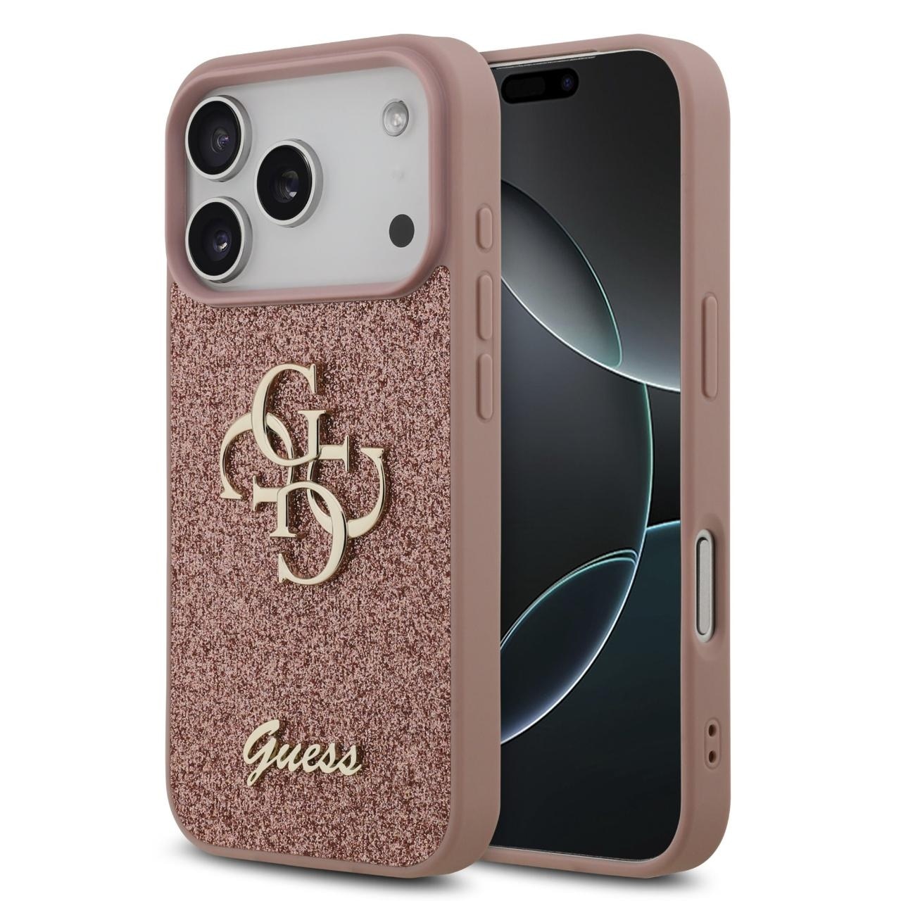 Husa pentru iPhone 17 Pro Max - Guess Fixed Glitter Big 4G (GUHCP17XHG4SGP) - Pink