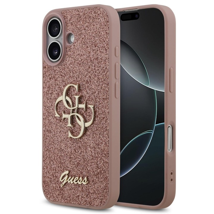 Husa pentru iPhone 17 - Guess Fixed Glitter Big 4G (GUHCP17SHG4SGP) - Pink