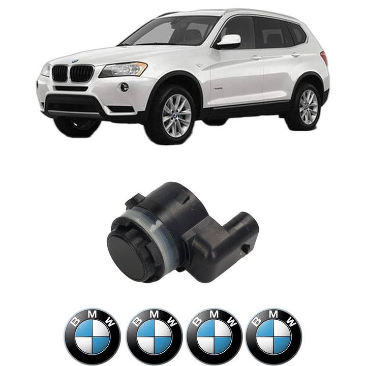 Senzor parcare BMW SERIA X3 (F25) din 2010-2017, pentru bara Fata Spate, 4 Stickere auto BMW SERIA