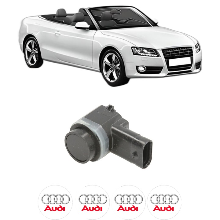 Senzor parcare AUDI A5 Convertible (8F7) din 2009-2017, pentru bara Fata, 4 Stickere auto AUDI