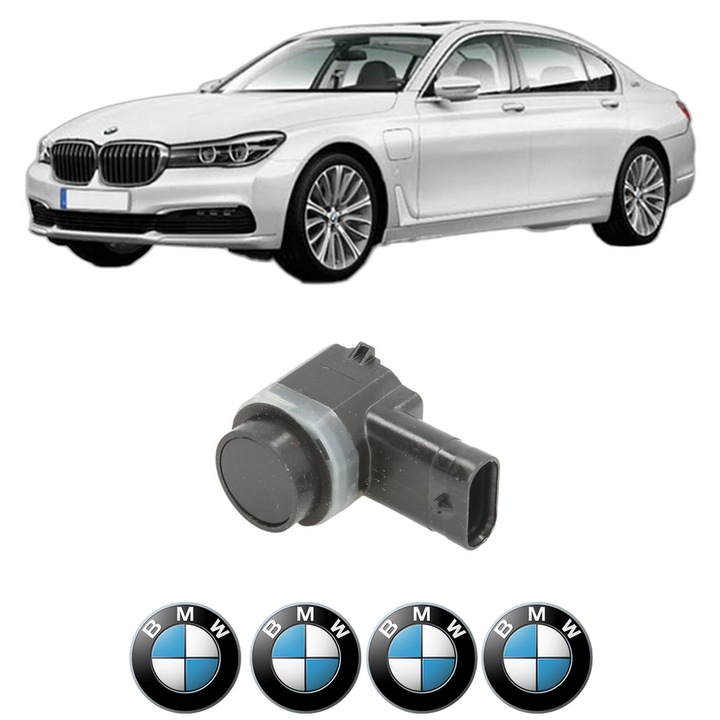 Senzor parcare BMW SERIA 7 (G11, G12) din 2015-2022, pentru bara Fata, 4 Stickere auto BMW SERIA