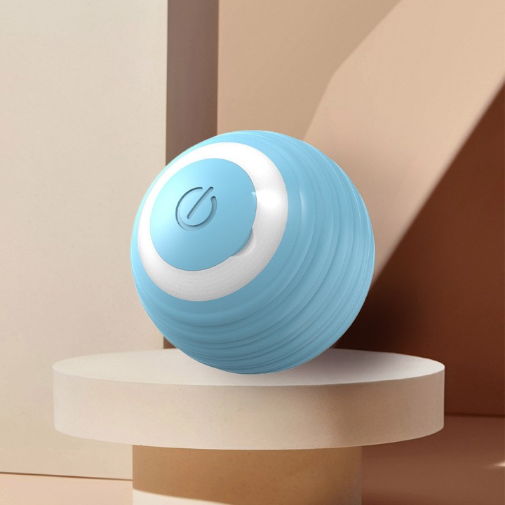 Minge electrică inteligentă pentru animale, AB Luxury Concept, albastră, 4.3 cm, rotație 360, USB reîncărcabilă