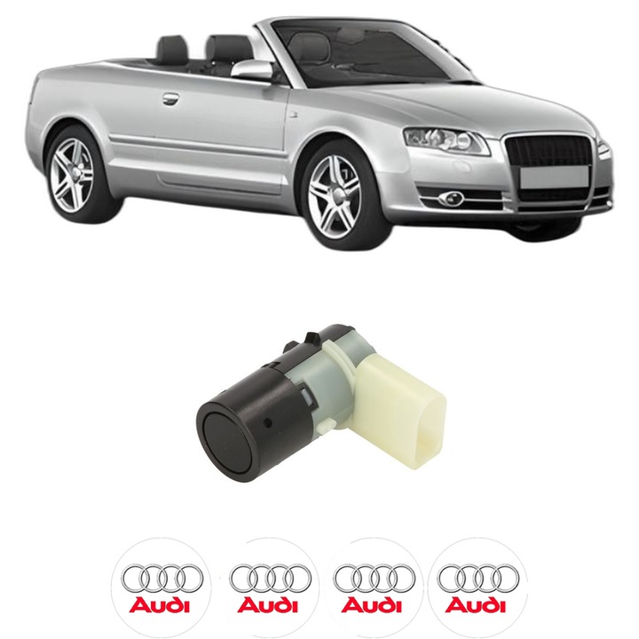Senzor parcare AUDI A4 B6 Convertible (8H7) din 2002-2005, pentru bara Spate Fata, 4 Stickere auto AUDI