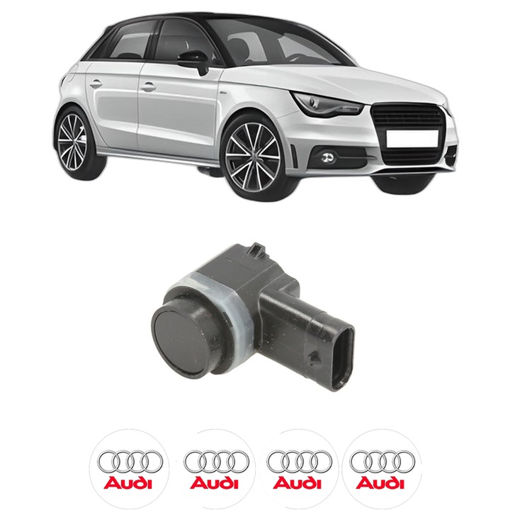 Senzor parcare AUDI A1 Sportback (8XA, 8XF) din 2011-2018, pentru bara Fata, 4 Stickere auto AUDI
